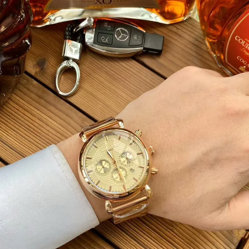 Роскошные мужские часы Лучший бренд Дизайнерские часы со всеми суб-циферблатами работают секундомер Кварцевые наручные часы с ремешком из нержавеющей стали для мужчин Va339h