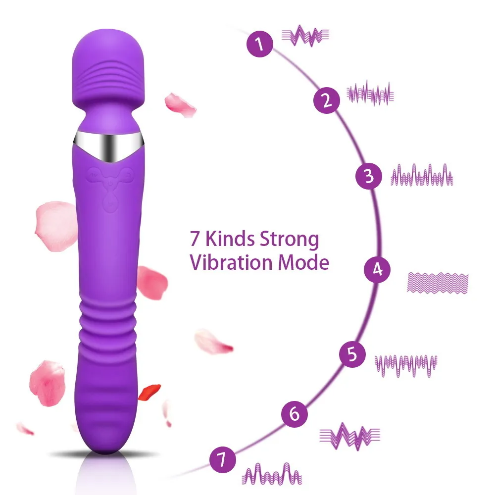 G-spot Dual Vibrating Waterproof Vibrator For Women Heating Magic Wand Silicone Vibrator Adult Sex Products Erotic Sex Toy