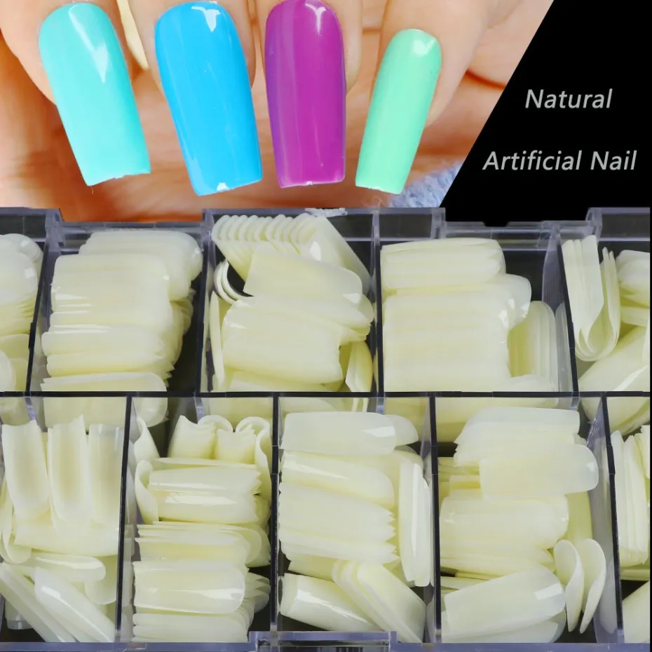 500 Stück falsche Nagelspitzen, klar, natürlich, künstlich, gefälschte Nägel, Kunst, Praxis, Display-Design, UV-Gel, Maniküre-Werkzeuge, CH16256425987