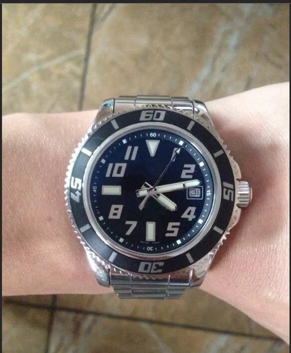 Topkwaliteit luxe horloge man sporthorloge mechanische automatische horloges roestvrijstalen polshorloge zwarte wijzerplaat 255303j