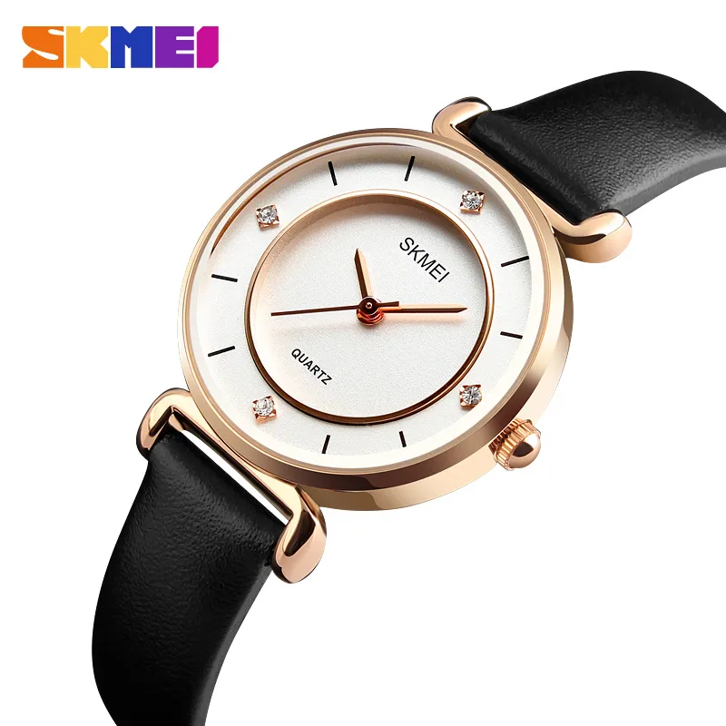 Skmei Watches Watches Fashion Quartz Damskie zegarek Starry Diamond Ladies Watch Waterproof Leather Band Horloges Vrouwen 1330270T