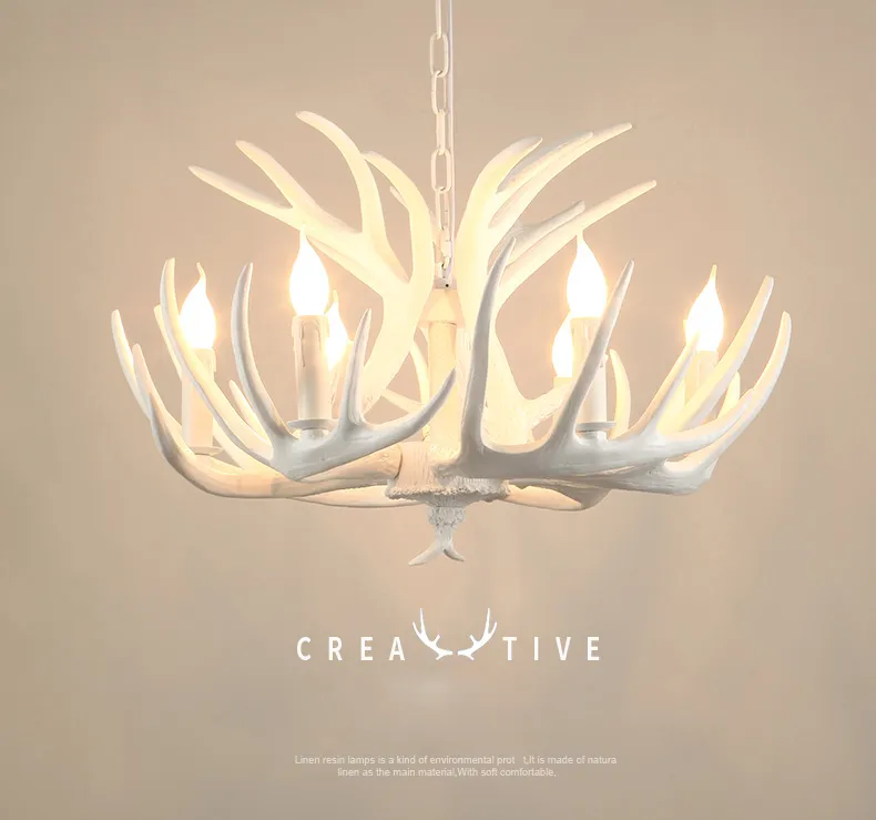 Antler lustre luminária nórdico led lustre retro resina veado chifre lâmpadas casa café restaurante decoração pingente light186g