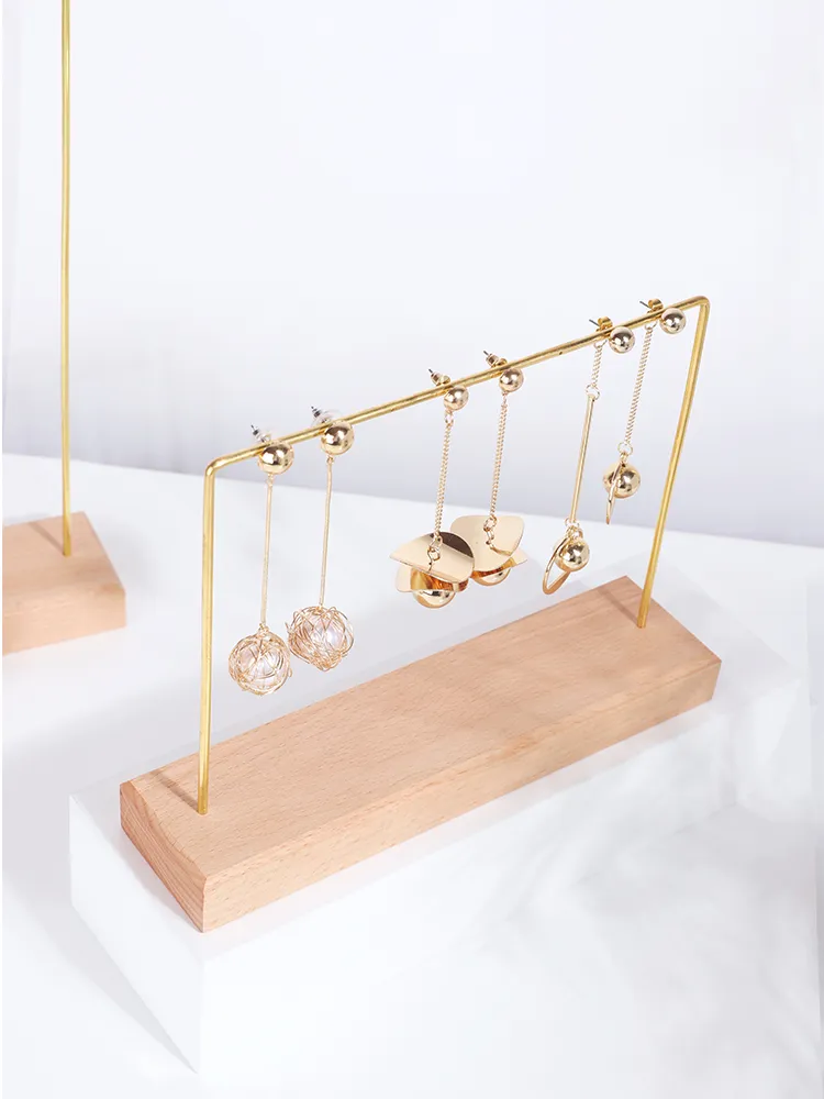 Hele oorbellen houder goedkope sieraden stand mode nieuw design houten ketting display hanger houder armband stands 19-07306p