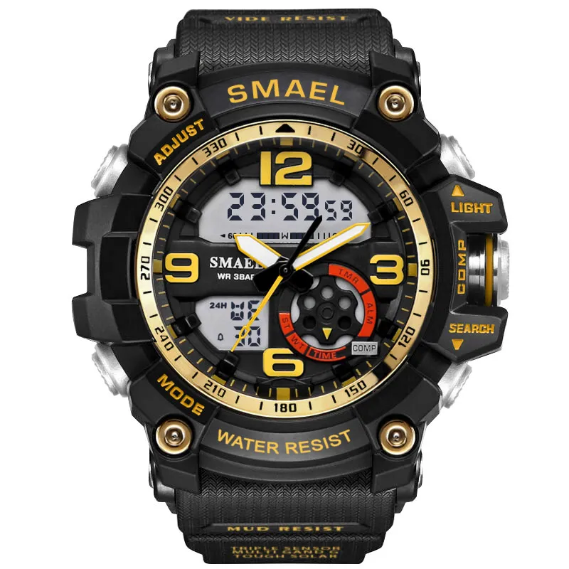 Reloj Smael, reloj de pulsera deportivo para hombre, reloj Digital LED, reloj de pulsera resistente al agua con doble horario, reloj militar 1617, relojes para hombre Militar295L