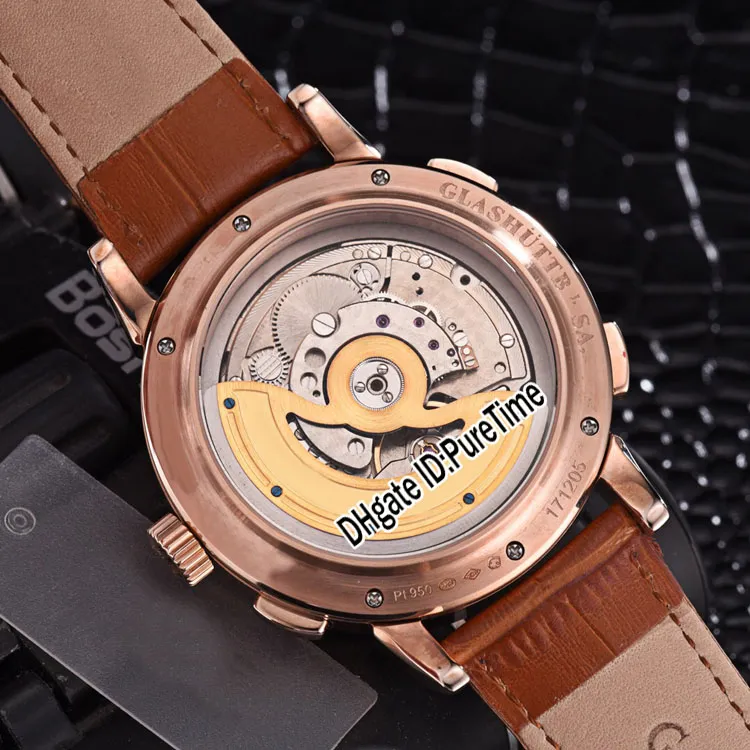 New Gig Dage Datograph 403 041 Automatic Mens Watch Rose Gold Gold Dial Silver Subdial Daydate Big Calendar Watches Leather Pureti316R