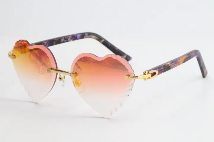Verkaufe neue randlose Sonnenbrille, Marmorplanken-Sonnenbrille 3524012, Top-Rand-Fokus-Brille, schlanke und längliche Dreiecksgläser, Unisex, Fas3011