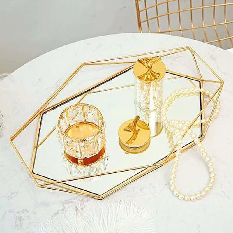 Vintage kolorowe szklane metalowe taca do przechowywania złota owalna kropkowana płyta owocowa Małe przedmioty biżuteria