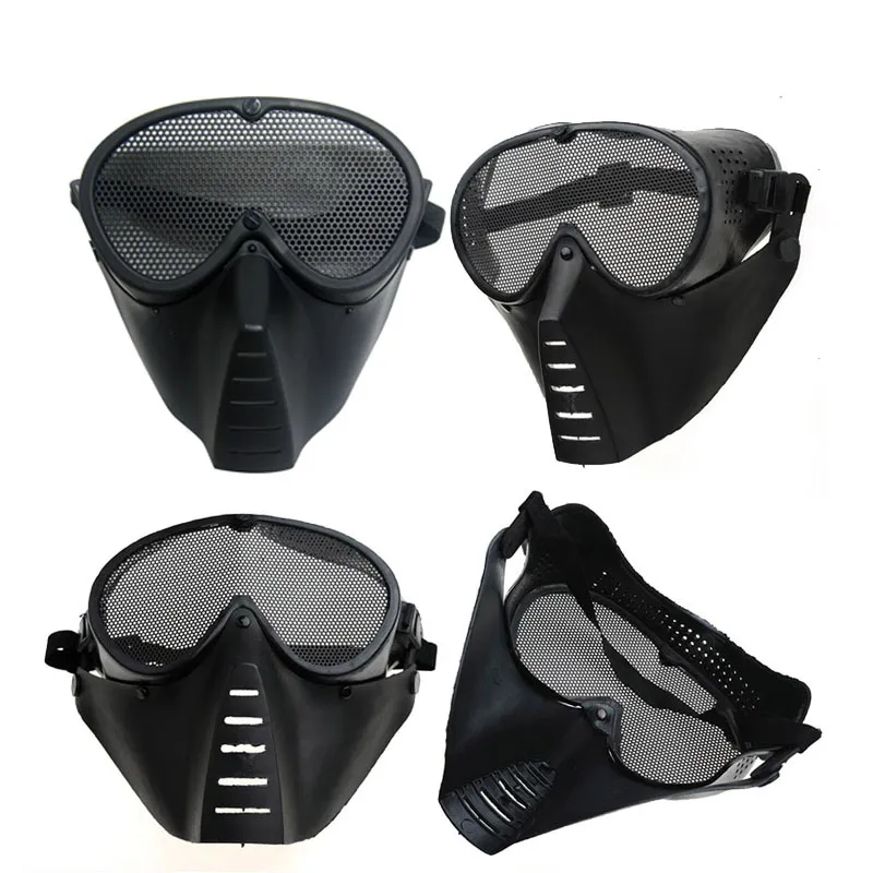 Outdoor Equipment Tactical Airsoft Mask Shooting Face Protection Gear Metal Steel Wire Mesh Full Face Bee Style NO03-203