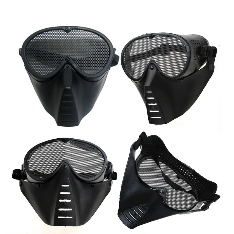 Utomhusutrustning Taktisk airsoftmask Skytte Face Protection Gear Metal Steel Wire Mesh Full Face Bee Style No03-203