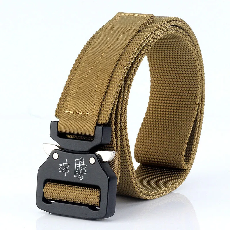 Moda Hombres Cinturones tácticos Cinturón de nailon Hebilla de metal resistente Cinturones militares ajustables para hombres al aire libre Liberación rápida J219t