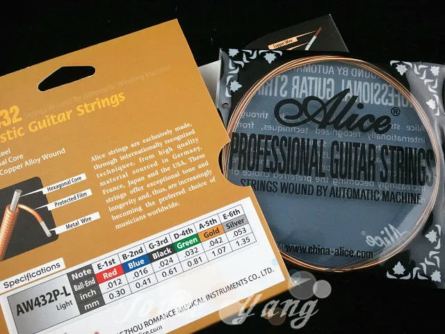 12 conjuntos de alice aw432p strings de guitarra acústica com revestimento de cobre colorido com revestimento de cobre, caixa de papel de papel integral 7895028