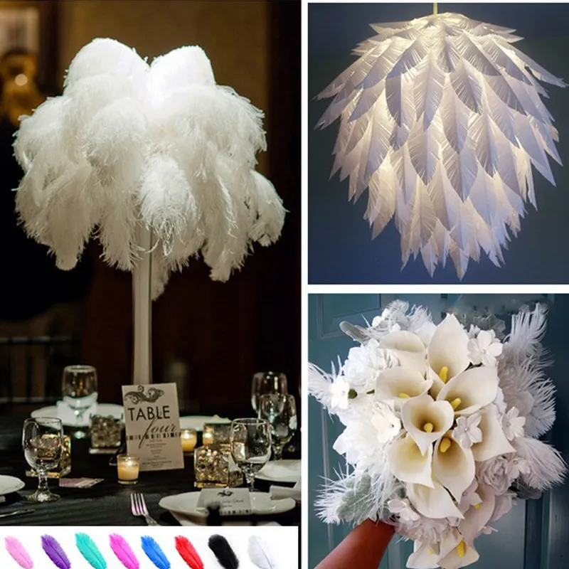 新しい18-20インチ45-50cm白いダチョウの羽毛の結婚式のためのウェディングセンターピースウェディングパーティーイベント装飾お祝い装飾274t