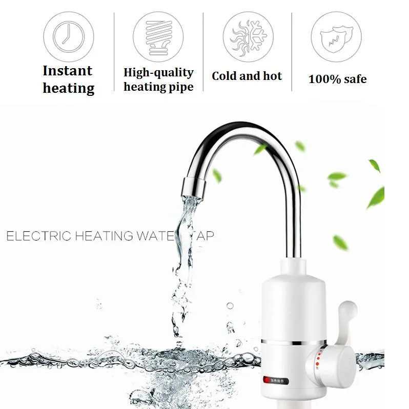 2000w Badrum Instant Water Tap Electric Water Heater -kran Tanklös vattenvärmare med duschhuvud254i