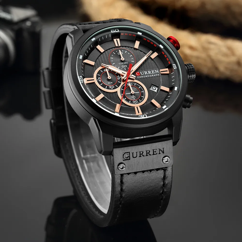 CURREN montre hommes étanche chronographe Sport militaire mâle horloge haut marque de luxe en cuir homme montre-bracelet Relogio Masculino 8291 L270Z