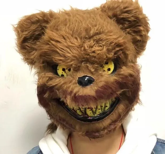Masque d'ours en peluche en plastique, masques complets, jouet effrayant, tueur adulte maléfique, Costume d'halloween, déguisement de fête, Mask228Z