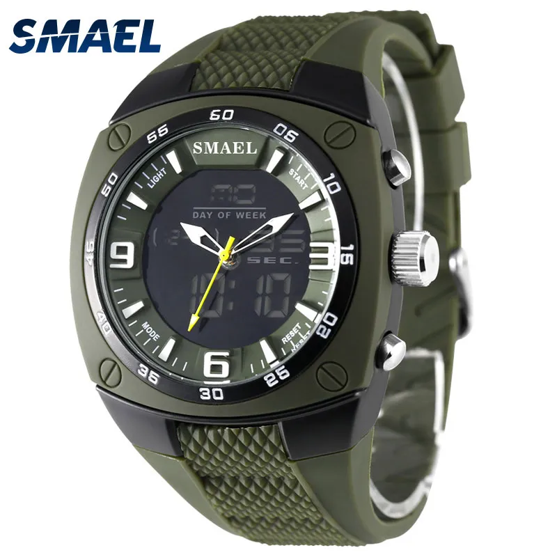 Smael New Men Analog Digital Fashion Wristoof Waterproof Sports Watches Quartz Alarm Watch Nurce Relojes WS1008237T