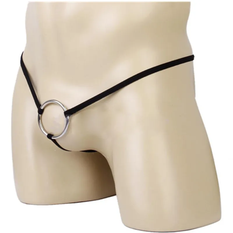 Heiße Herren 6 cm Cock Metallring Tangas Offener Schritt G-String Höschen Tangas Männliche Homosexuell Unterwäsche Sexy Jockstraps Erotische Dessous Spielzeug SH190726