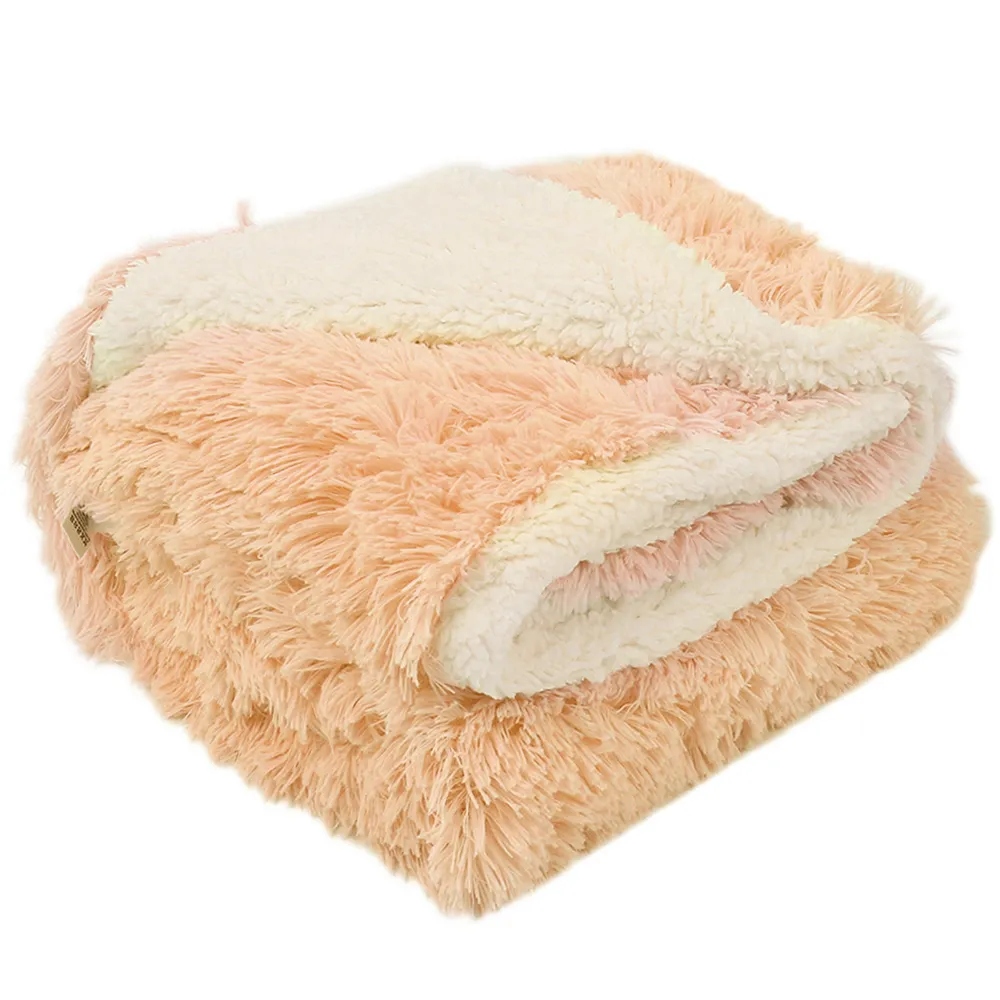 Dubbel ansikte faux päls filt mjuk fluffig sherpa kast filtar för sängar täcker raggy sängäcke plaid fourrure cobertor mantas301r