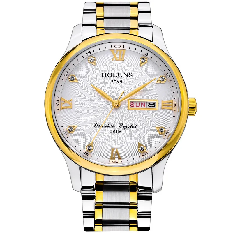 reloj de lujo HOLUNS Herrenuhren Top-Luxus-Voll-Edelstahlarmband Quarz-Herrenuhren lässige einfache Herrenarmbanduhren montre278p