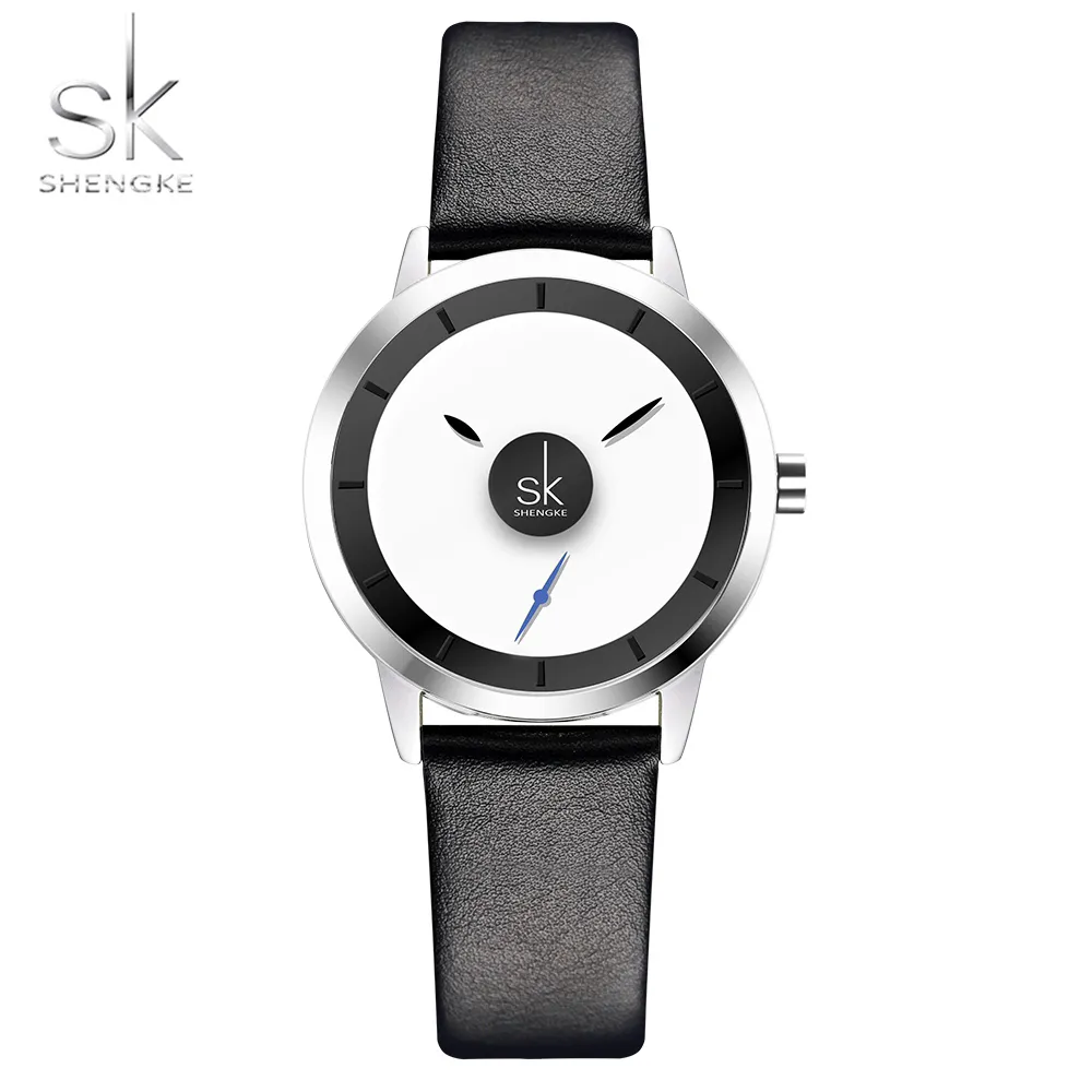 Shengke Couple Watches Fashion Quartz-Watch Women Wristwatch Clock Relojes Mujer Casual Ladies Watch Montre Femme Creative Dial206p