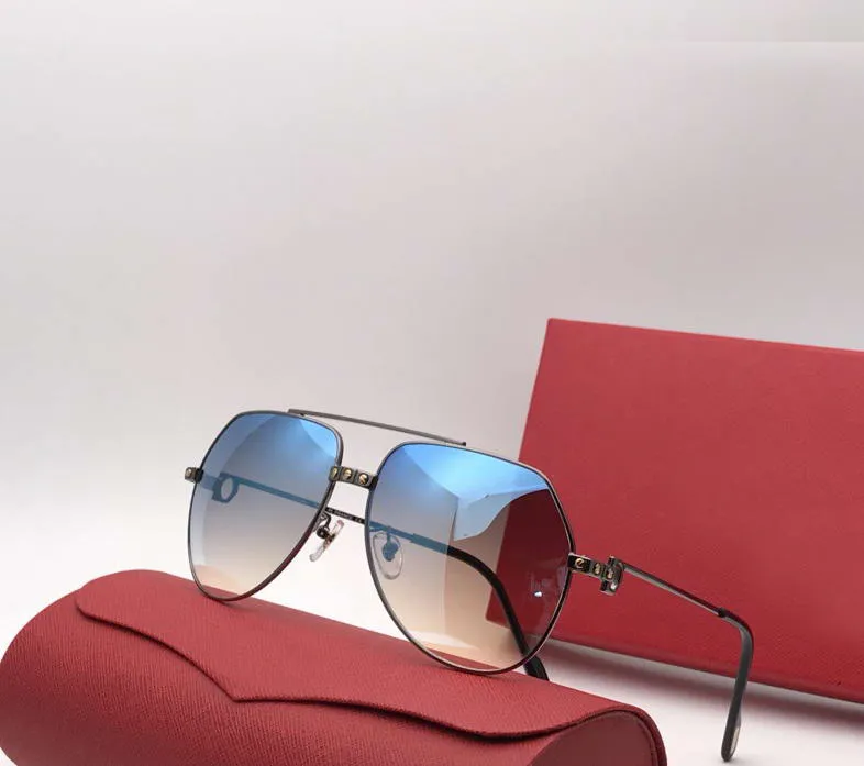 Luxury-Men Vendome Santos Vintage Sunglasses Sunglasses Gold Blue Len Brand Designer Sunglasses NOUVEAU avec la boîte 272R