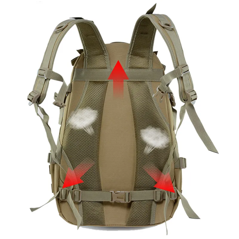 40L Camping Backpack Tactical Bag Men Travel Bags Tactical Army Molle Climbing Rucksack Hiking Outdoor Sac De Sport325Q