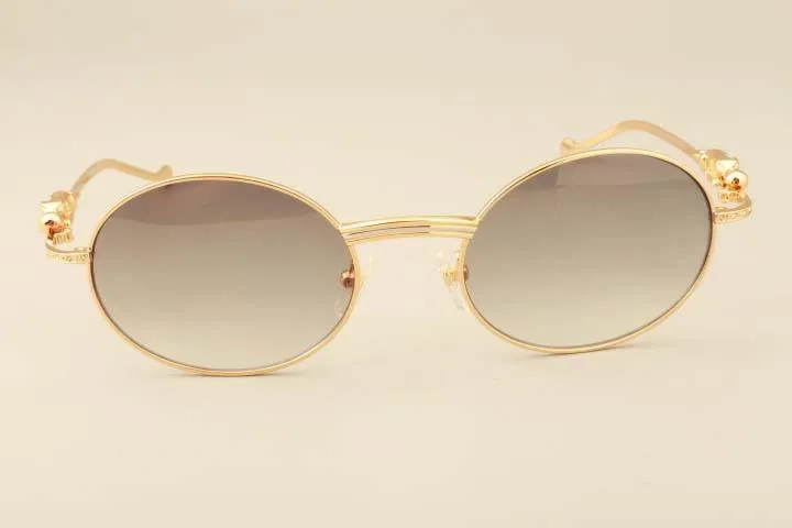 2019 nouvelles lunettes de soleil léopard doré 6384083 lunettes de soleil diamant de haute qualité rétro rond plein cadre taille 55 -22-135mm234M