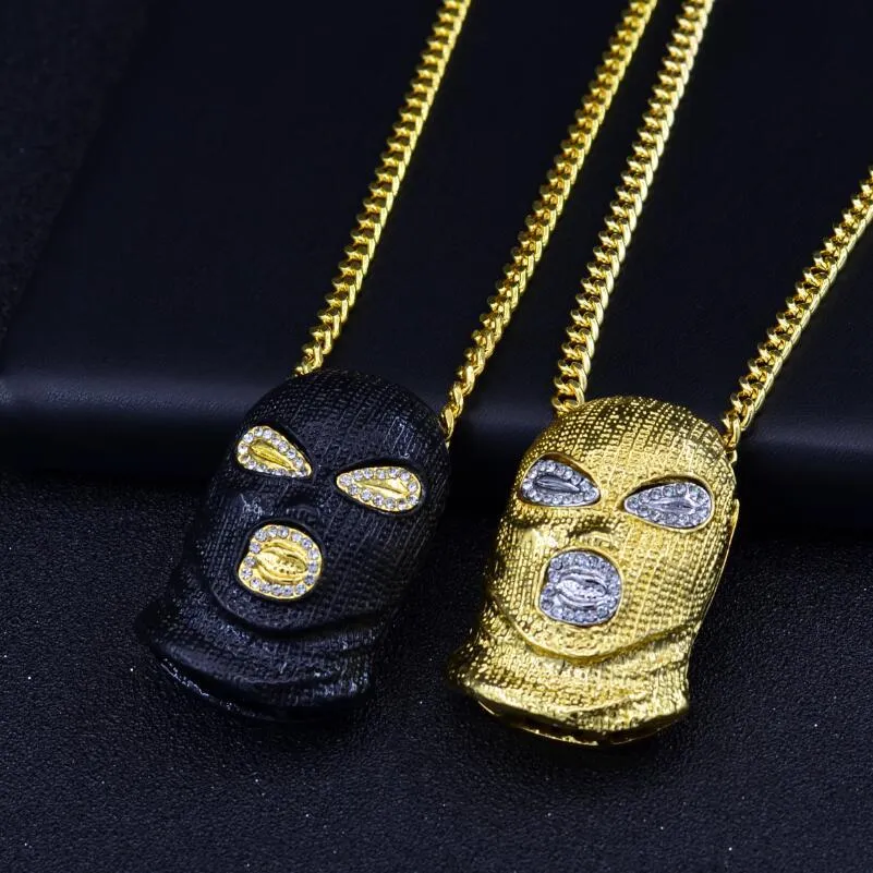 Hip hop csgo pingente colar masculino estilo punk 18k liga de ouro prata banhado máscara cabeça charme pingente alta qualidade cubana chain278c