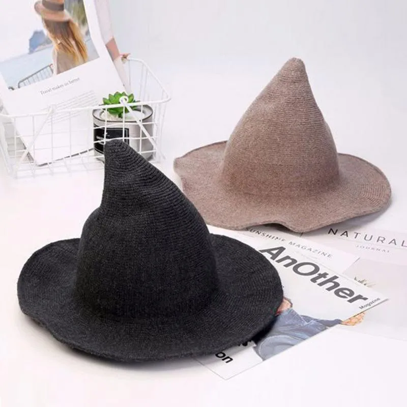 Шляпа ведьмы, складной костюм, с острыми большими полями, однотонная вязаная крючком, теплая зимняя шапка-ведро, женская новая Gorro Pescador237p