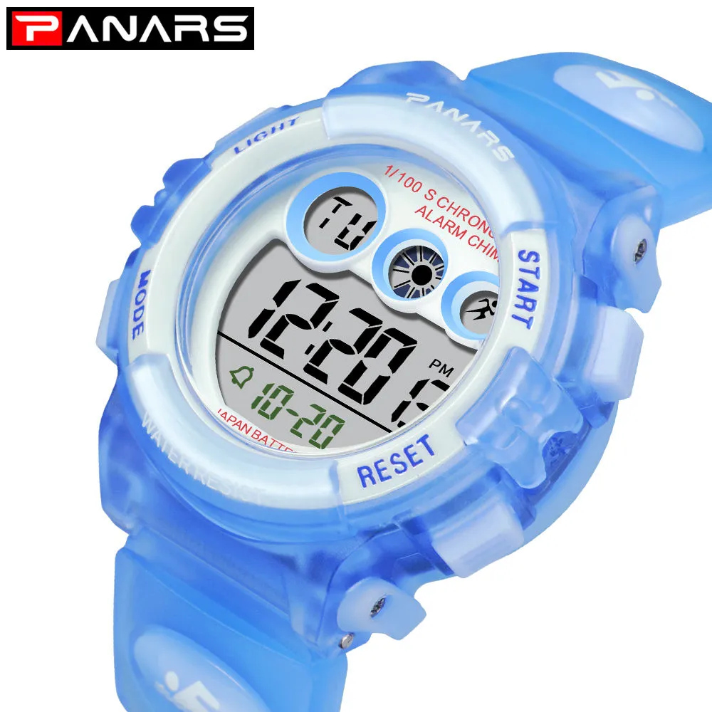 Panars Red Chic New Arrive Kid's Watches Colorful LED Back Light Digital Electronic Watch Waterproof Swimming Girl Watches 8286J