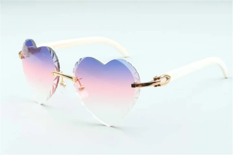Direct s – lunettes de soleil à verres coupants en forme de cœur, de haute qualité, 8300687, branches en corne de buffle blanc naturel, taille 58-18-140 mm2364