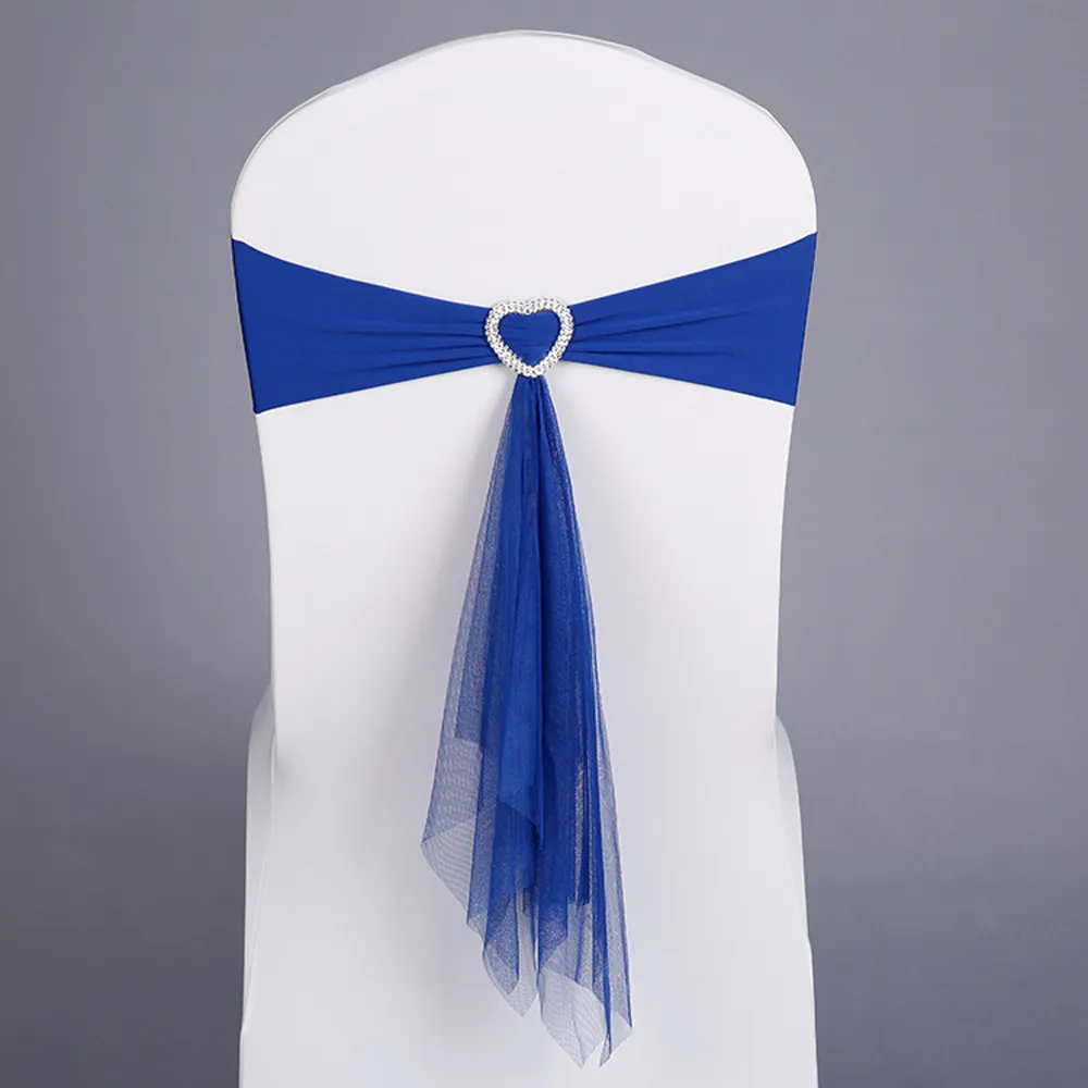 Red White Blue Stretch Lycra Chair Band buckle with muslin sashes for wedding party banquet decoration248e