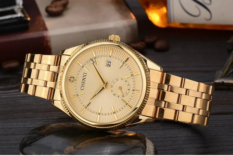 Chenxi Gold Uhr Männer Luxus Business Mann Uhr Golden Wasserdicht Einzigartige Mode Lässig Quarz Männlich Kleid Uhr Geschenk 069ipg Y19062198g