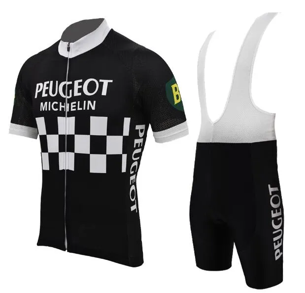 Molteni Peugeot NEW Man White Yellow Vintage Cycling Jersey Set Short Sleeve Cycling Clothing Riding Clothes Suit Bike Wear Shor2047