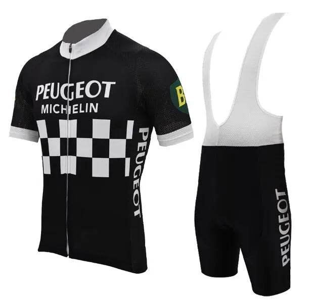 Molteni Peugeot NUEVO Hombre Blanco Amarillo Vintage Ciclismo Jersey Conjunto de manga corta Ropa de ciclismo Ropa de montar Traje Ropa de bicicleta Shor252E