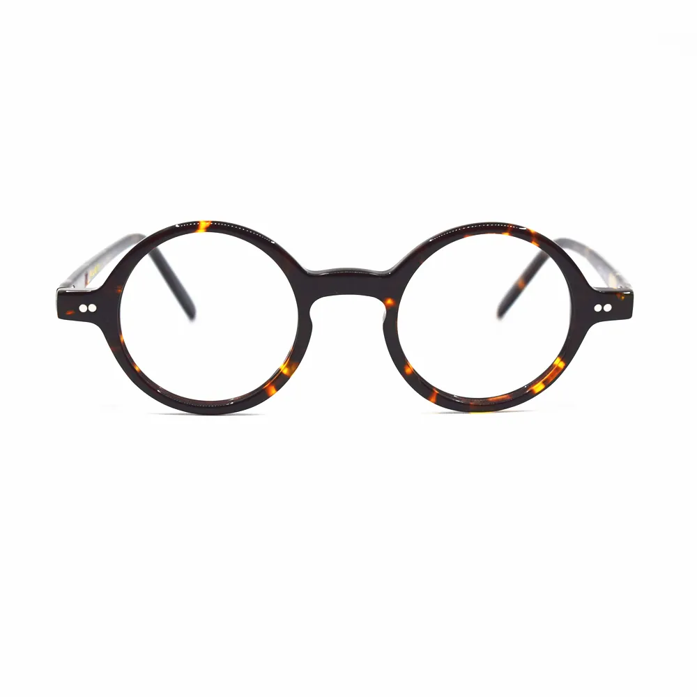 Lunettes unisexes vintage faites à la main, petites lunettes rondes en acétate de 42mm, cul de tortue, à jante complète, -150 -175 -200 -225 -250 -275 -600298h