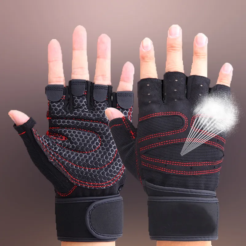 Mode-kropp byggande träning viktlyft handskar för män kvinnor träna halv finger fitness träning gym fitness gym handskar mitt223y