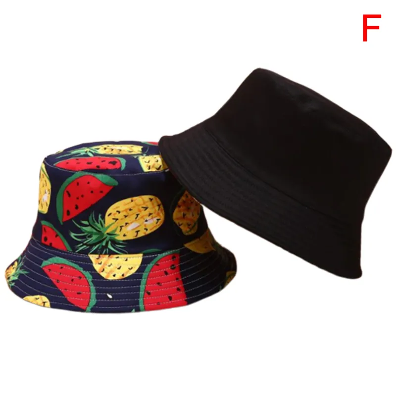 الصيف اثنان جانبي عكسي قابلة للانعكاس الأناناس البطيخ الليمون الكرز القبعة قبعة الرجال النساء لطيف الصياد قبعة بنما بوب casual320g