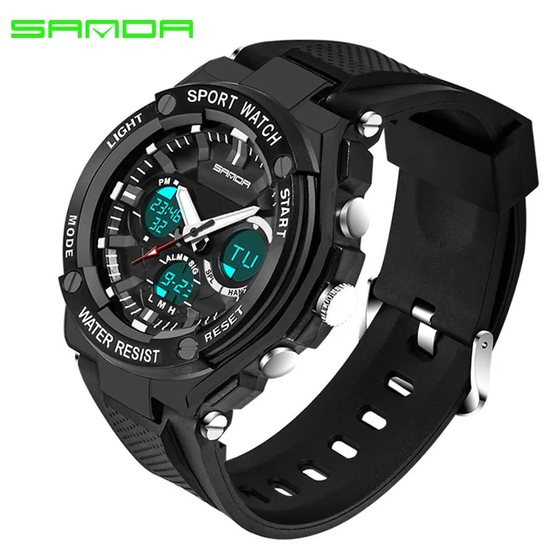 Sanda 733 Sport Watch Men Military Watch Waterproof Top Brand Luxury Date Calender Digital Quartz Wristwatch Relogio Masculino LY1267Y