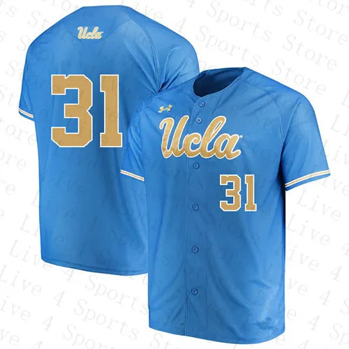 يرتدي البيسبول الجامعي مخصص 2021 NCAA UCLA College البيسبول جيرسي الرجال Chase Utley Gerrit Cole Robinson Jack Filby Noah Cardenas Garrett Mitchell Jack Stronach