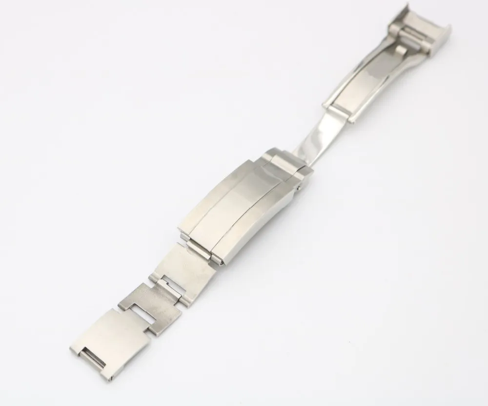 CARLYWET 9 mm x 9 mm horlogebandgesp Glide Flip Lock inzetsluiting zilver geborsteld 316L massief metaal roestvrij staal12245