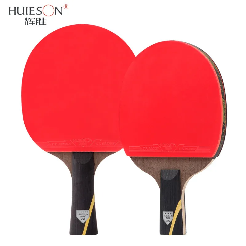 Huieson 6-stjärnigt bordtennisracket ping pong paddla klibbiga finnar-i gummi kolfiberblad T200410