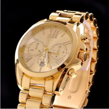 كامل تصميم أزياء الرجال مشاهدة الذهب الفضة الفولاذ المقاوم للصدأ امرأة جنيف كوارتز الساعات رجل wristwatch الأعمال التجارية 239D