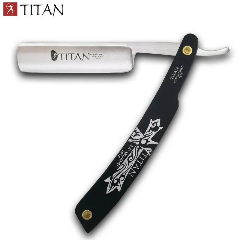 Titan manche en bois rasoir droit lame en acier déjà tranchante J1907125268461