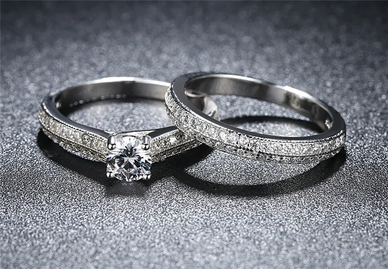 Yhamni con certificato set di anelli nuziali originale di lusso 925 ha s925 logo dazzle zircronia diamanta band anelli donne 2p245w