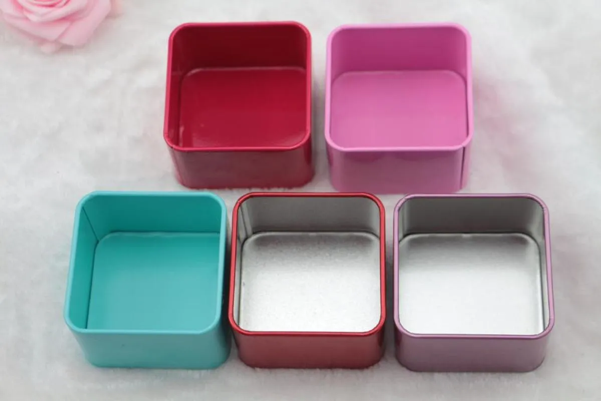 Metal Storage Box Tin Jar Square Scrub Box Organizer Wedding Christmas Birthday Gift Boxes Small Things Container243A