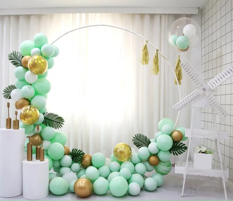 10ft circle balloon Garland Hoop Kit الأصفر البالونات الزرقاء الوردية الوردي أوراق شرابة خلفية الزفاف عيد ميلاد ديكور حفلة T208439966