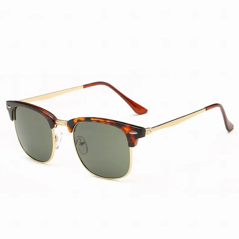 Vintage Halbrahmen Sonnenbrille Männer Frauen Outdoor Driving Shades Spiegel UV-Schutz Sonnenbrille mit Hüllen Top Qualität3590