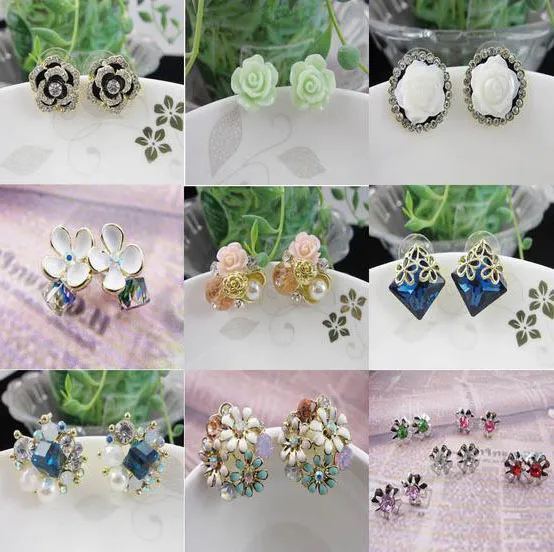 10 paar veel mix stijl kristal mode oorbellen nagel stud voor ambachtelijke sieraden oorbel cadeau EA6219L