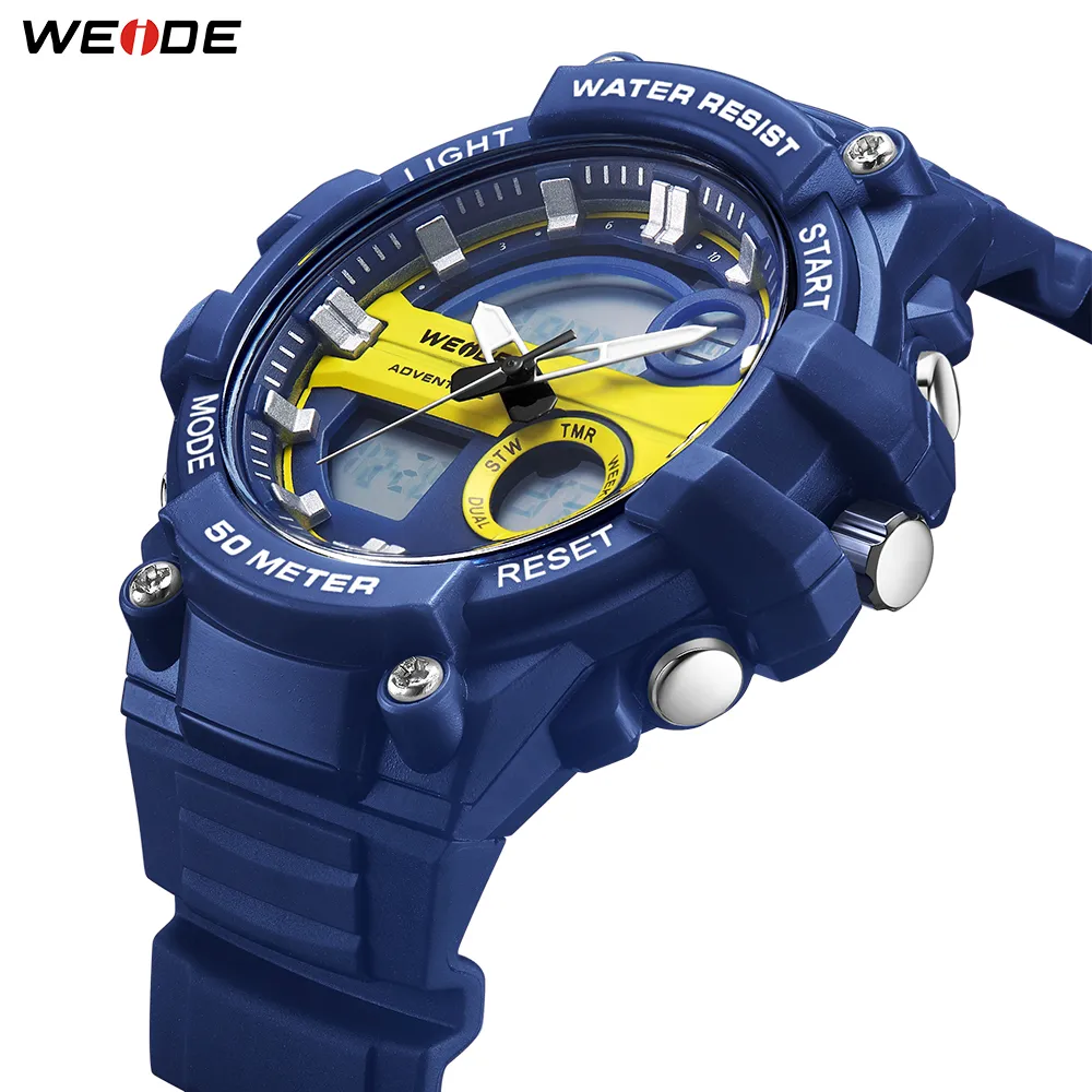 WEIDE sport militaire luxueux horloge chiffre produit numérique 50 mètres résistant à l'eau Quartz analogique main hommes montres-bracelets 297g